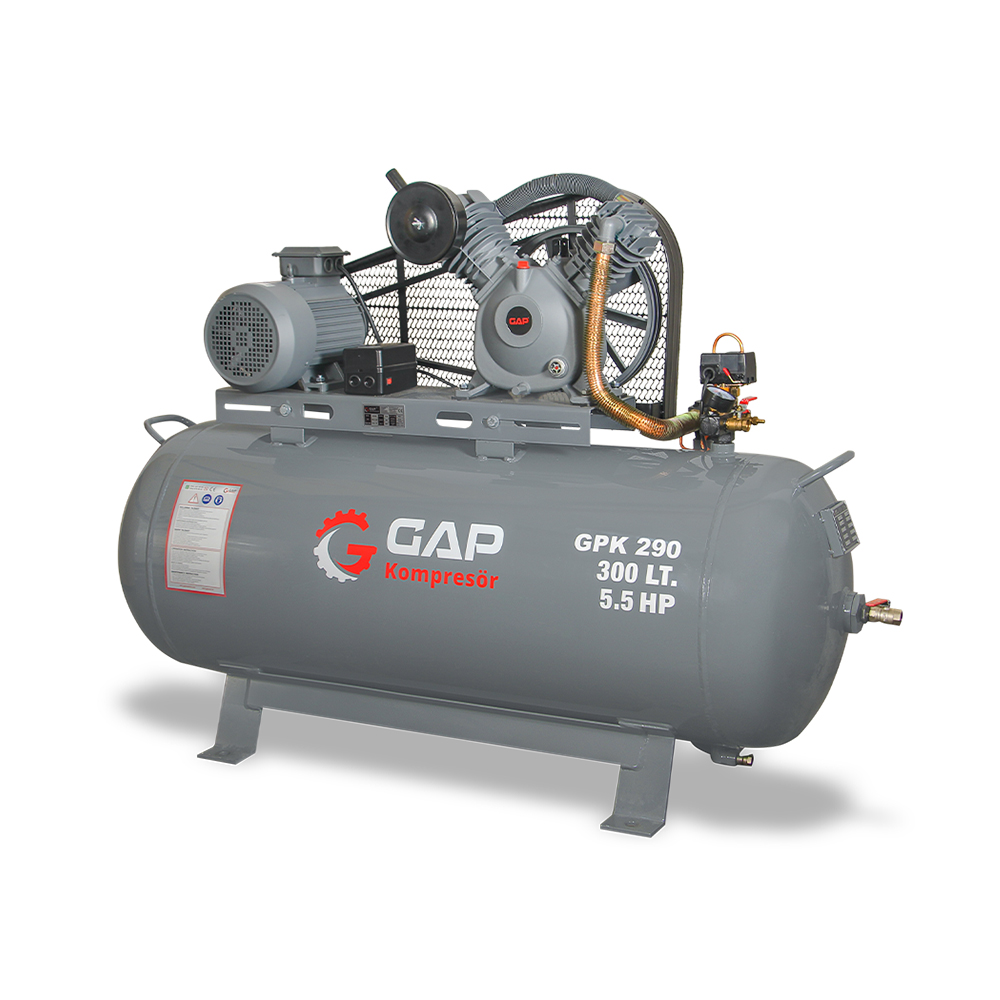 GPK 290 | 300 lt 2 Kafa 12 Bar 5.5 HP Pistonlu Hava Kompresörü