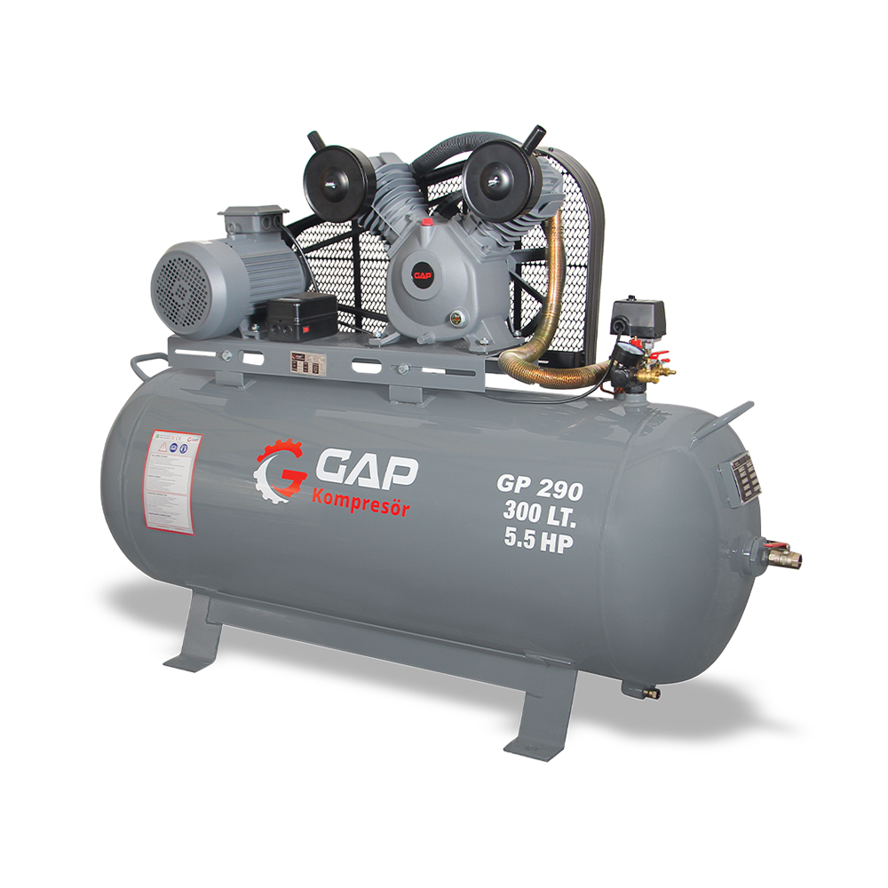 GP 290 | 300 lt 2 Kafa 8 Bar 5.5 HP Pistonlu Hava Kompresörü