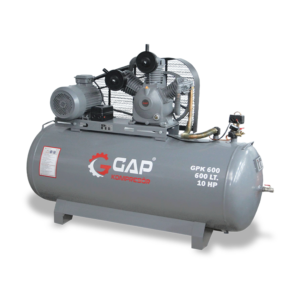 GPK 600 | 600 lt 3 Kafa 12 Bar 10 Hp Pistonlu Hava Kompresörü