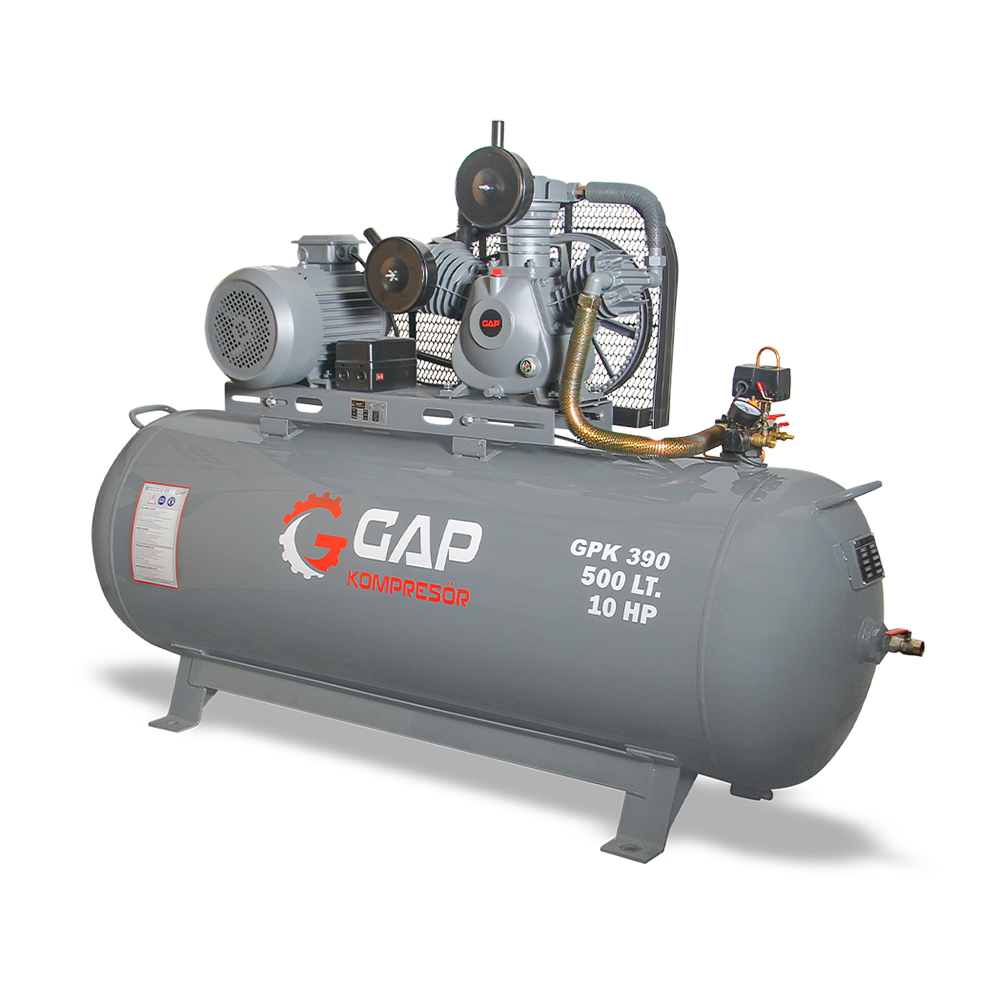 GPK 390 |  500 lt 3 Kafa 12 Bar 10 HP Pistonlu Hava Kompresörü